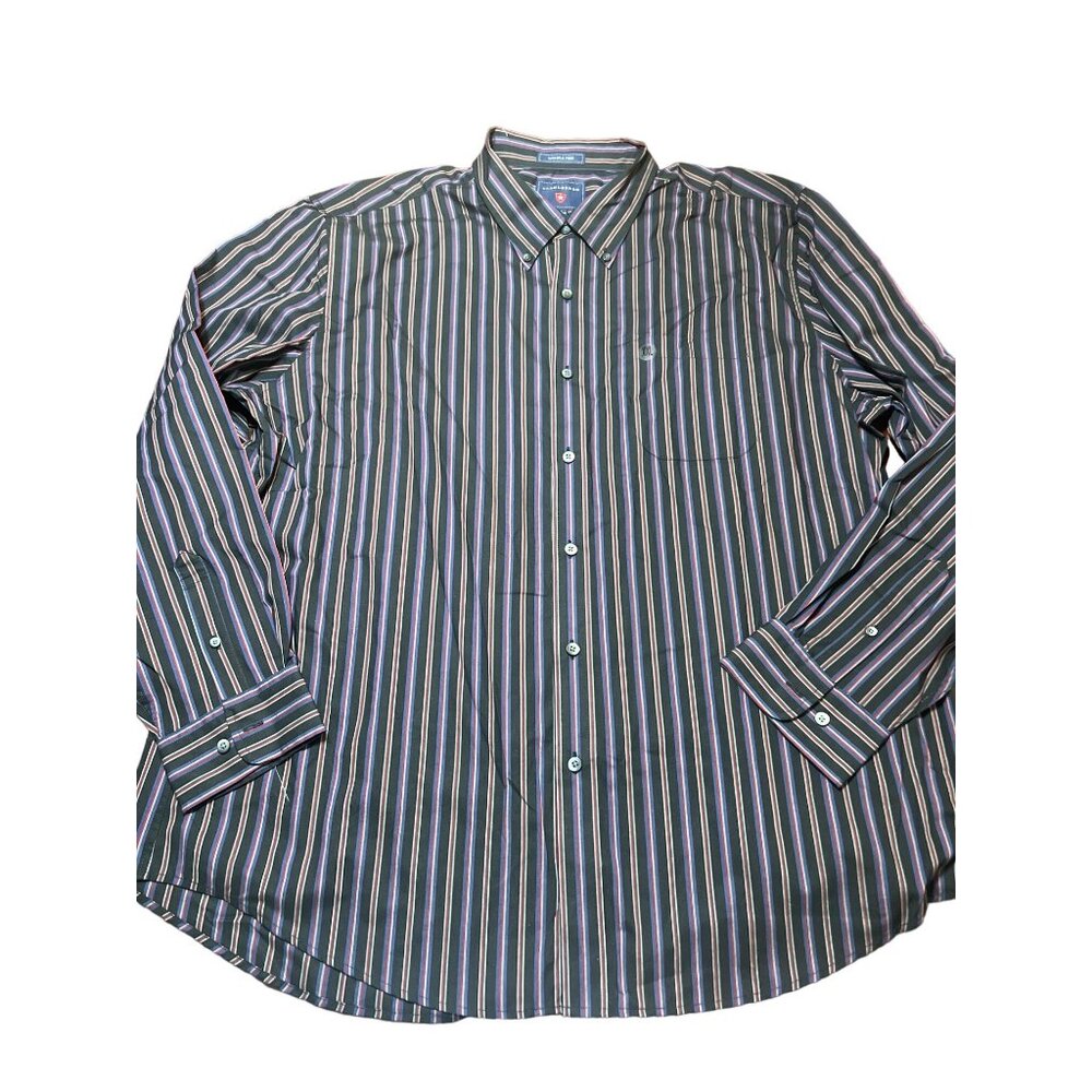 Saddlebred Wrinkle Free Button Down Shirt Striped Blue Black Red Gray Sz XXL NWT